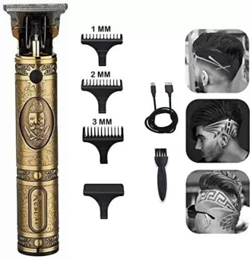 SYMFLOW Professional Golden Trimmer Haircut Grooming Kit Metal Body Rechargeable Trimmer 120 min  Runtime 4 Length Settings(Gold)