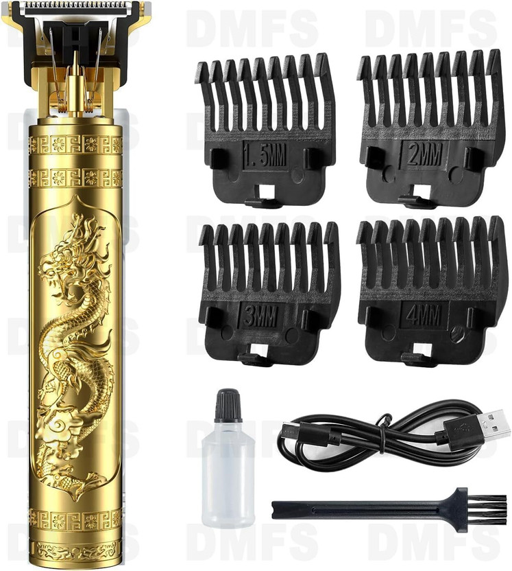 FINIXFLEXOPRINT T9 Dragon Style Cordless Hair & Beard Trimmer for Men | Zero Gapped T-Blade  Shaver For Men(Gold)