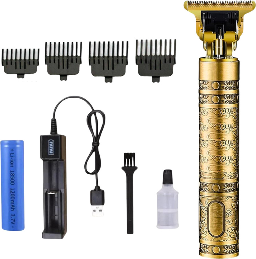 LICHEE Professional Beard, Mustache, Head and Body Hair Golden Shaver Trimmer 120 min  Runtime 4 Length Settings(Gold)