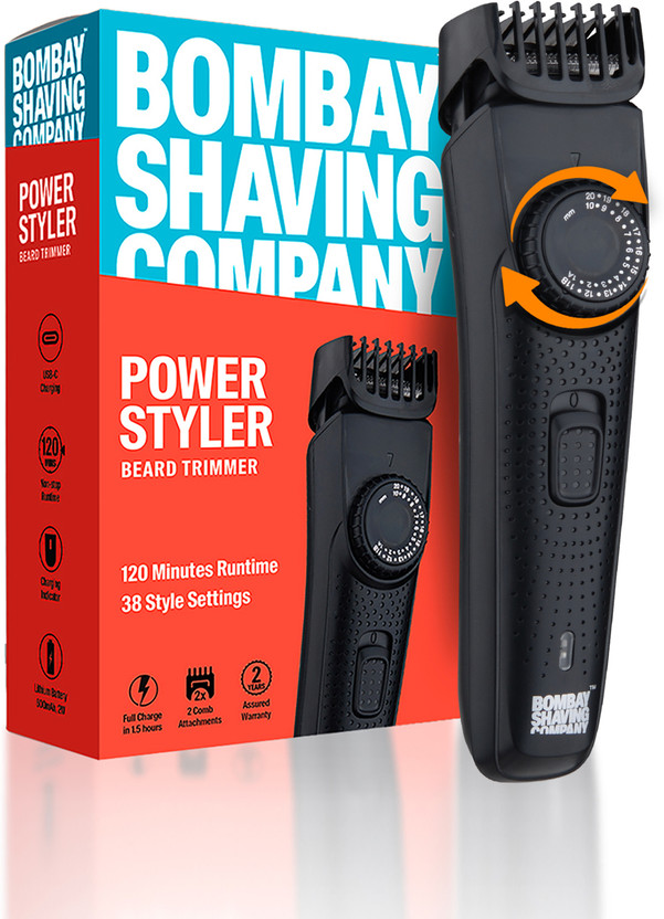 BOMBAY BOMBAY SHAVING COMPANY Flash Charging Men Beard Trimmer 120 min  Runtime 38 Length Settings(Black) - Flipkart Deal