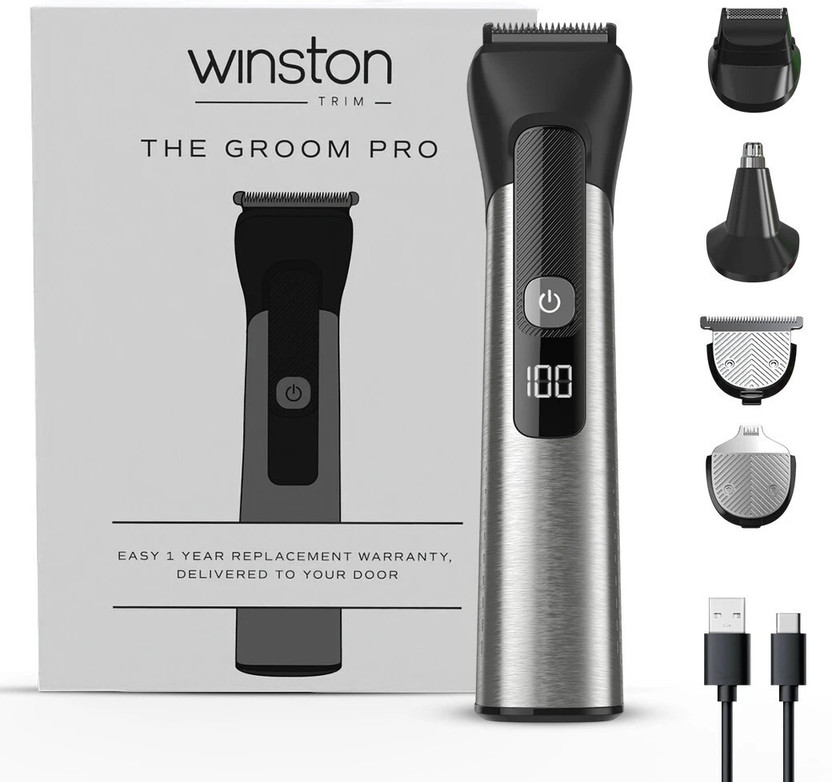 Winston Groom Pro 5 in 1 Grooming trimmer for Men Grooming Kit 120 min  Runtime 13 Length Settings(Black, Grey)