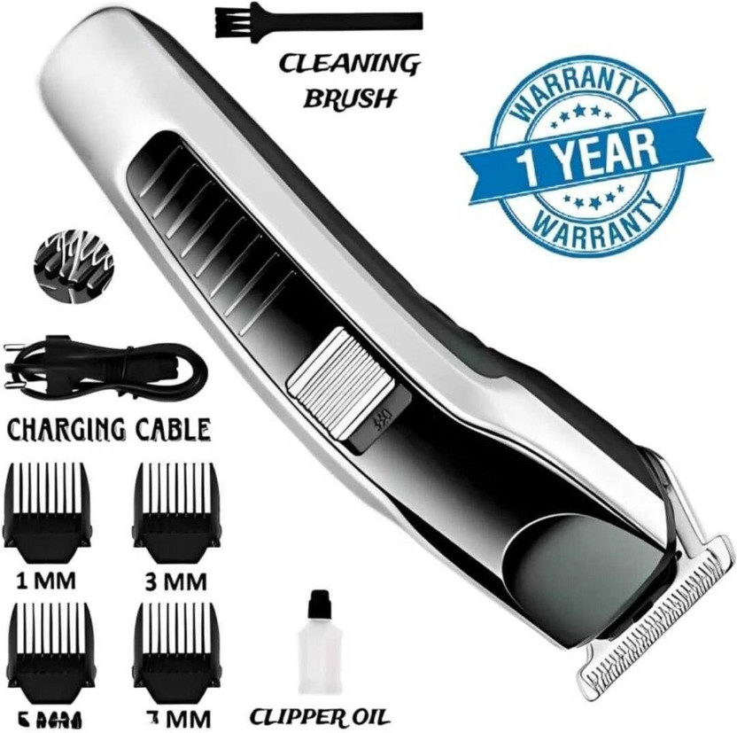 CLINLINSO Professional AT-538 Hair Cutting Shaving Classic Machine Beard Trimmer Razor Fully Waterproof Trimmer 60 min  Runtime 4 Length Settings(Silver, Black)