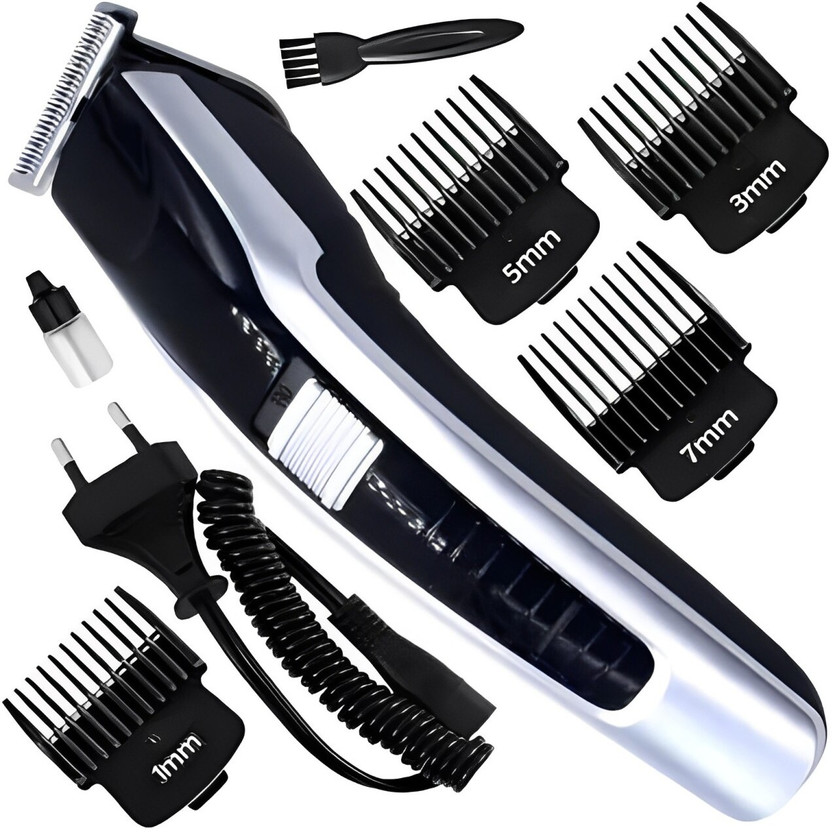 ChinuStyle Trimmer Men Hair Cutting Machine Haircut Cordless Hair Clipper Fully Waterproof Trimmer 60 min  Runtime 5 Length Settings(Black, Silver)
