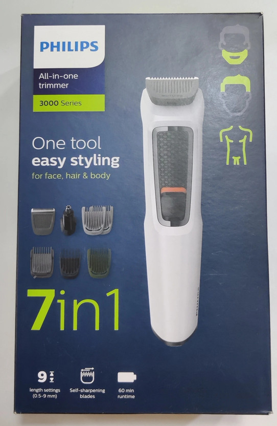 PHILIPS MG3721/65 MULTI GROOMER SET Grooming Kit 60 min  Runtime 7 Length Settings(White)