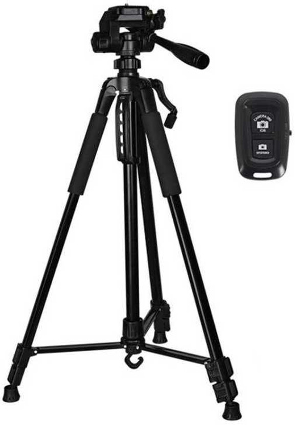 Flipkart SmartBuy 55inch 3in1 Professional Tripod with wireless bluetooth for DSLR Camera Phones Tripod Kit(Black, Supports Up to 3000 g)