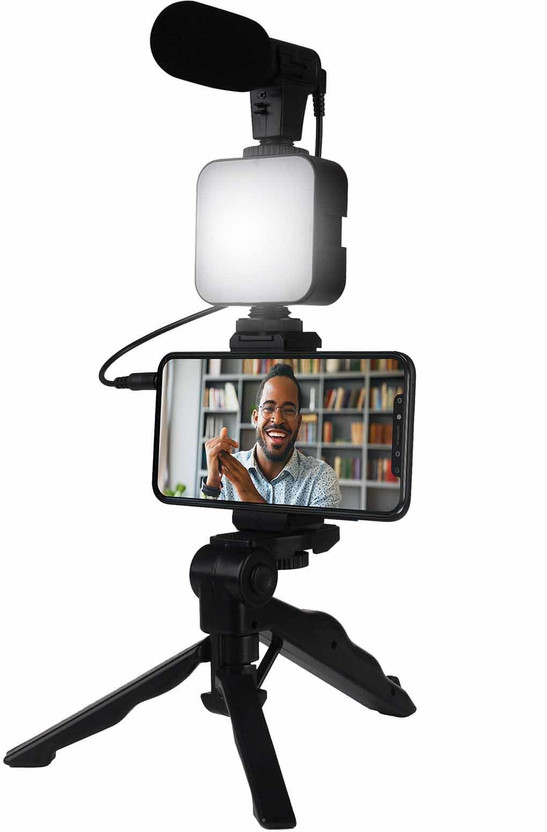 Zohlo Vlogging Kit for Recording YouTube Videos, Podcasting and Content Creation Tripod Kit, Monopod Kit(Black, Supports Up to 1500 g)