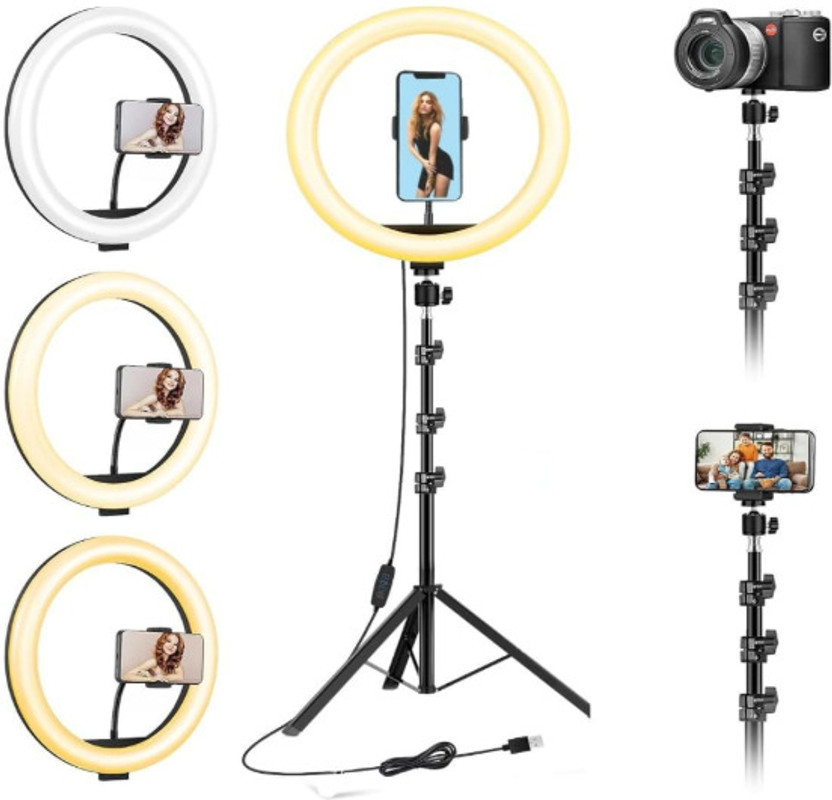 BONTECH Ring Light 10 feet with stand Ring Flash(Dark Black)