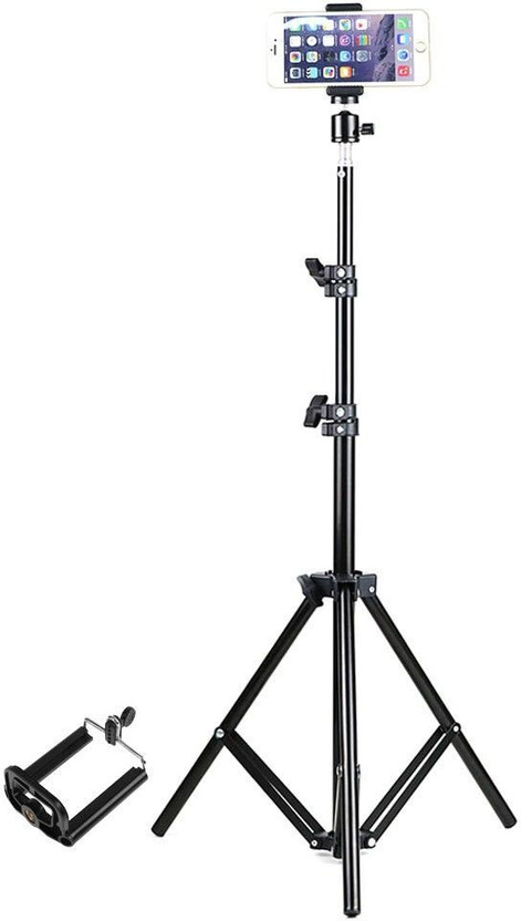 Treadmill 7" feet (200cm) strong Metal mobile phone tripod/camera stand, beauty ring fill light stand, photography umbrella ,selfie video recording, MX Taka Tak, Vigo Video, YouTube ,Reels/Makeup/Online Classes Tripod, Tripod Kit, Tripod Bracket(Black, Supports Up to 2000 g)