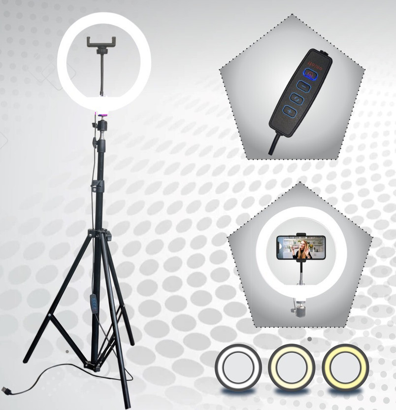 airtech Premium 7" Metal Tripod With 10 inch LED Ring Light For Photo/Video/Selfie Shoot Tripod, Monopod, Monopod Kit, Tripod Kit(Black, Supports Up to 1999 g)