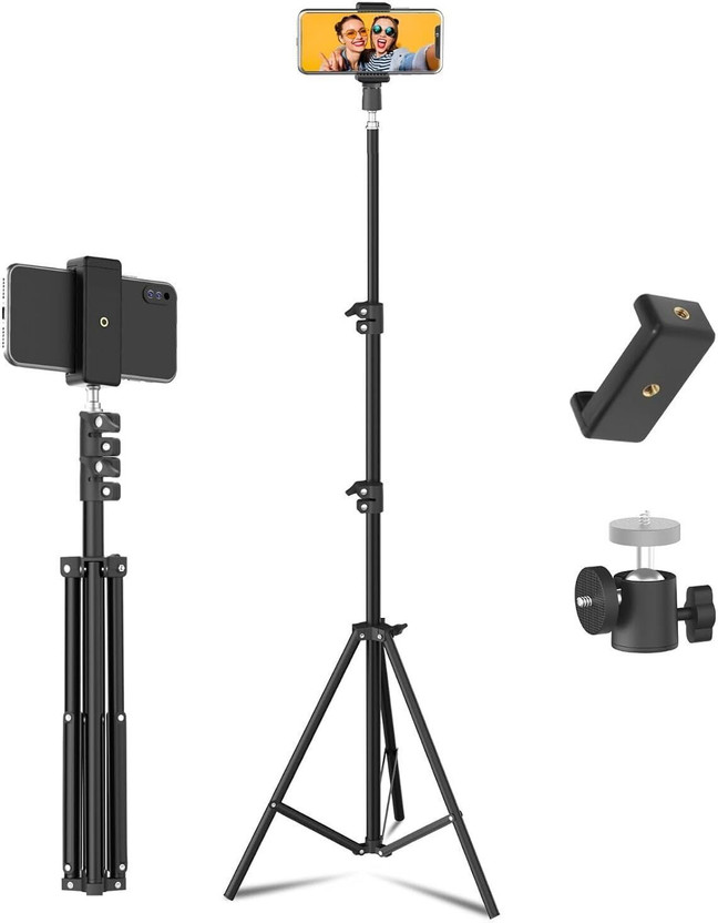 FITRIC 240cm Stand for Ring light, Photography, Live Streaming DSLR Camera Tripod, Tripod Ball Head, Monopod(Black, Supports Up to 2400 g)