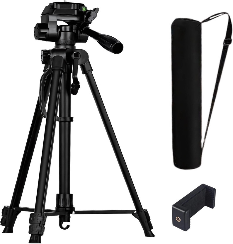 Flipkart SmartBuy 3520 Professional 55-Inch Tripod | 1400mm Height | 3-Way Head | DSLR Mobile Tripod(Black, Supports Up to 3000 g)