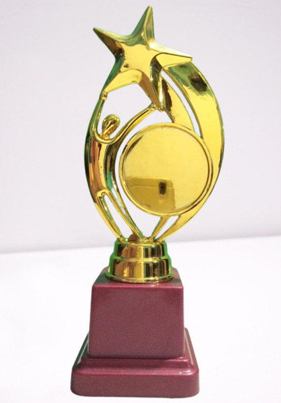 Afiya International Metallic Fiber Golden Winning Star Trophy/Award for Winners … Trophy(9.5 INCH)