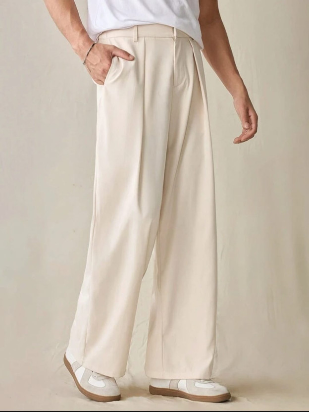Broadstar Straight Fit Men Beige Trousers