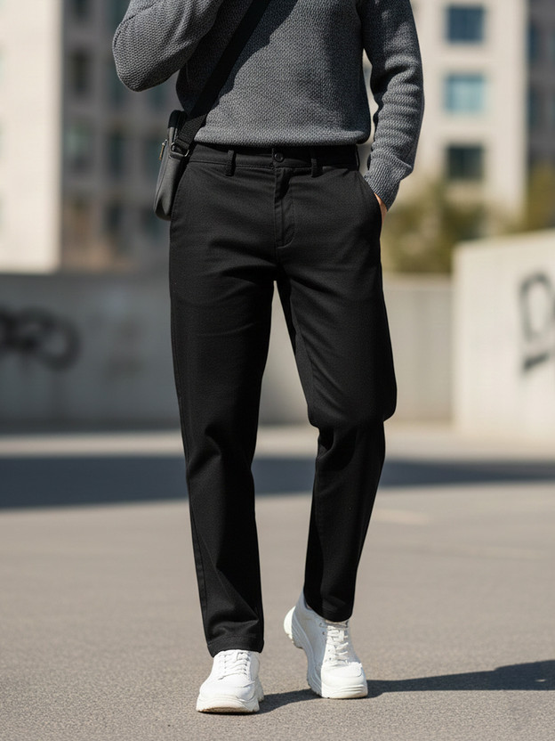 Urbano Fashion Slim Fit Men Black Trousers