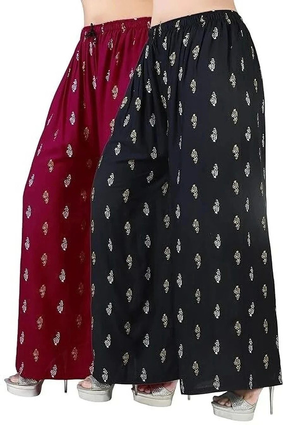 PALAZZO PALAZZO DESIGNS Relaxed Women Black, Maroon Trousers - Flipkart Deal