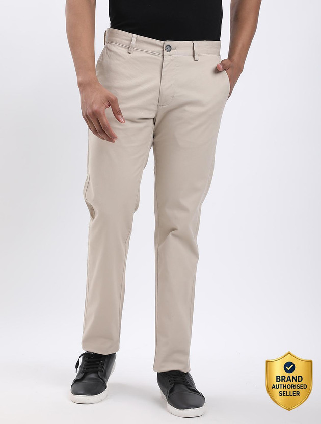 INDIAN TERRAIN Slim Fit Men Beige Trousers