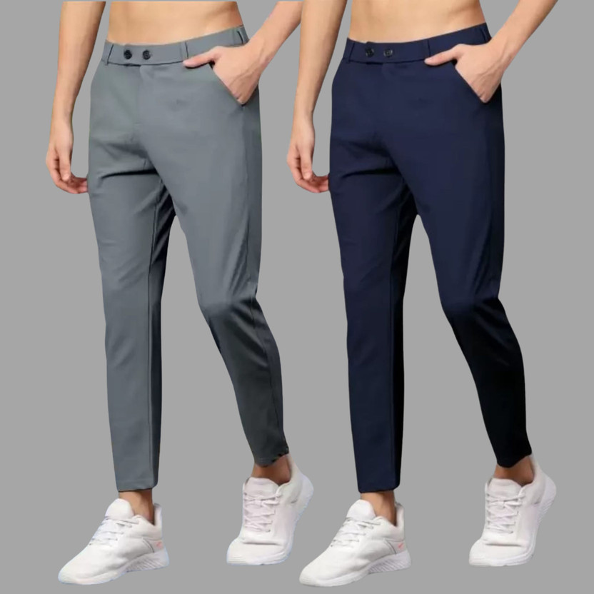 Apmtraders Slim Fit Men Grey, Blue Trousers