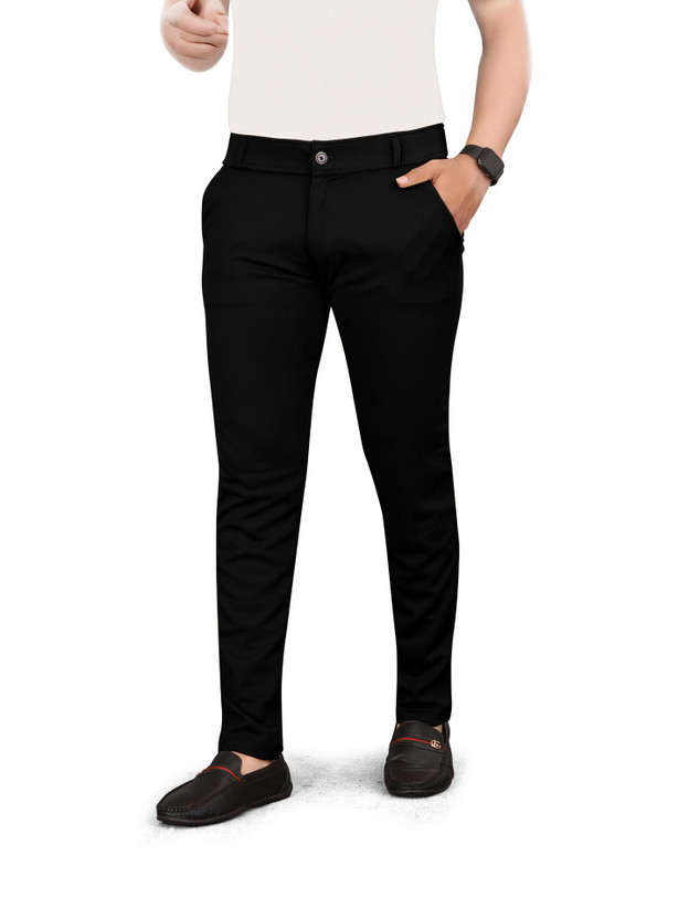 SRJ FASHION Slim Fit Men Black Trousers