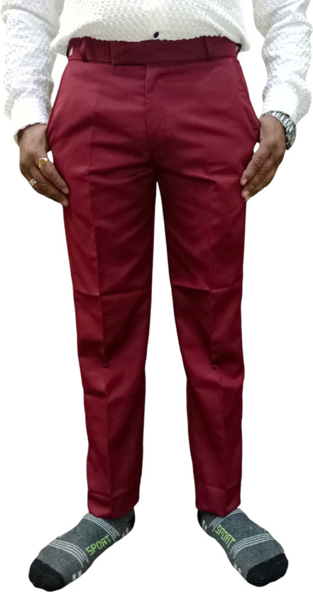 Global Global Gerb Regular Fit Men Maroon Trousers - Flipkart Deal