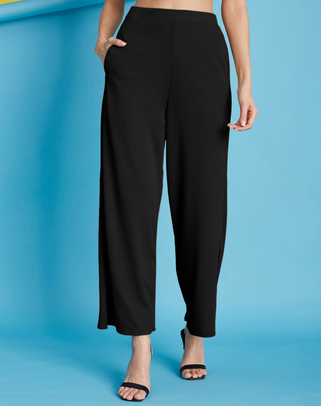 Selvia Relaxed Women Black Trousers