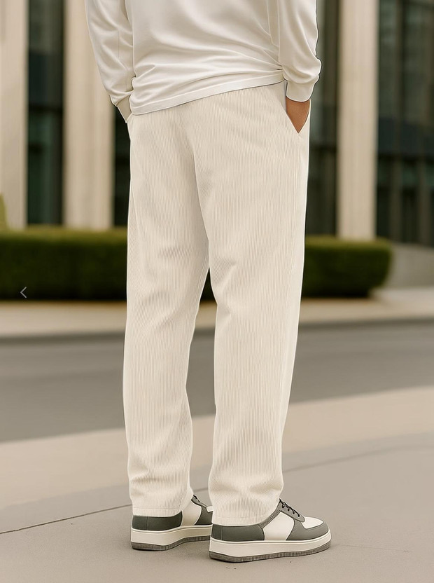 METRONAUT Self Design Men White Track Pants