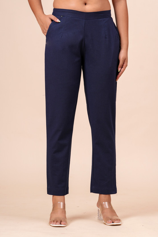 Flipkart D K W Regular Fit Women Dark Blue Trousers - Flipkart Deal