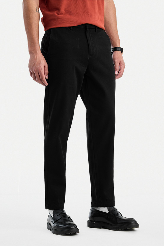 Snitch Straight Fit Men Black Trousers