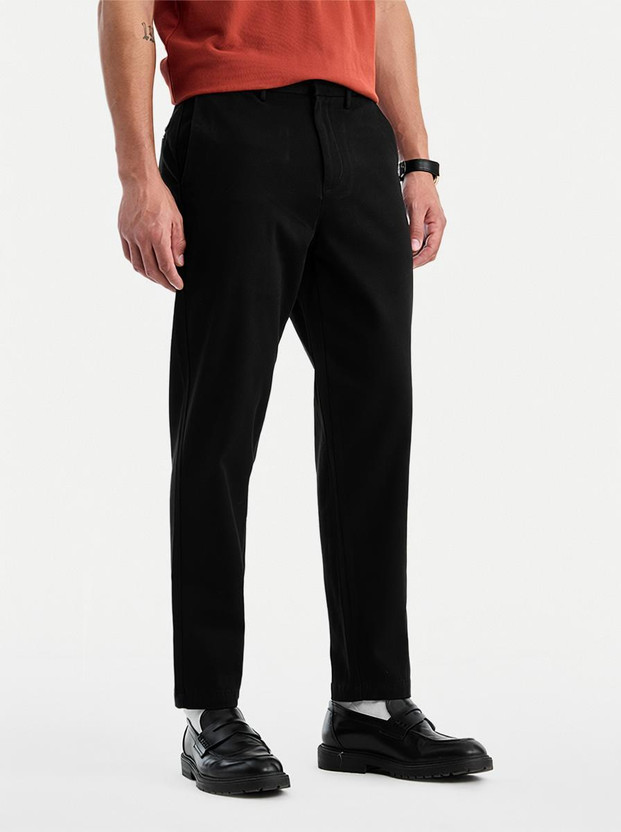 Snitch Snitch Straight Fit Men Black Trousers - Flipkart Deal