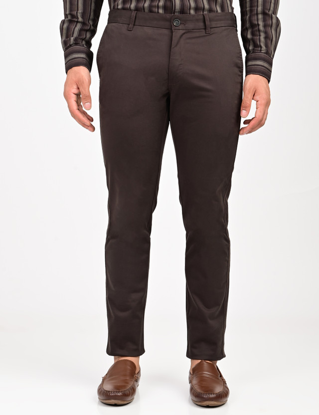 INDIAN TERRAIN Slim Fit Men Brown Trousers