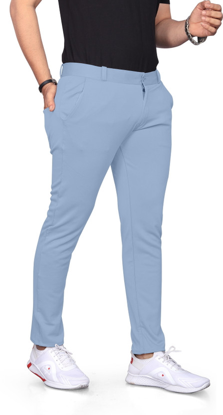 online online cloth khazana Slim Fit Men Light Blue Trousers - Flipkart Deal