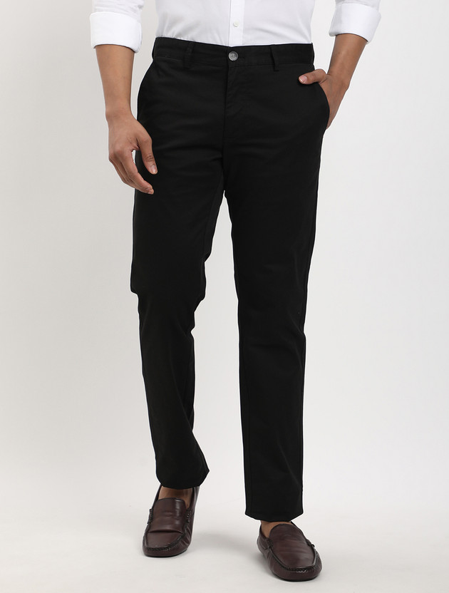 INDIAN TERRAIN Slim Fit Men Black Trousers