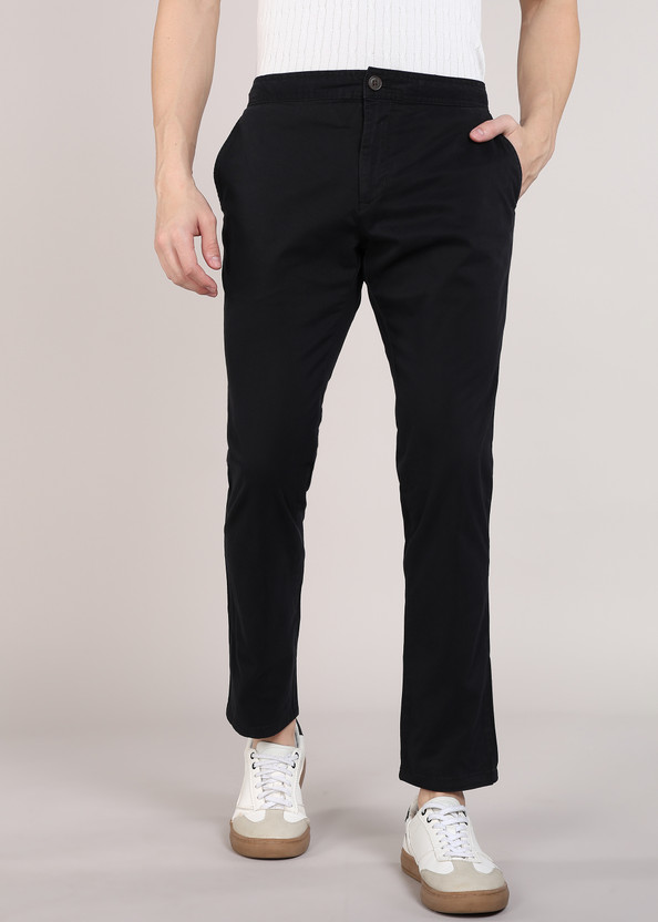 INDIAN TERRAIN Regular Fit Men Black Trousers