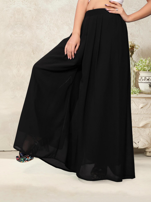 Anti Anti Wrinkle Designer Flared Women Black Trousers - Flipkart Deal