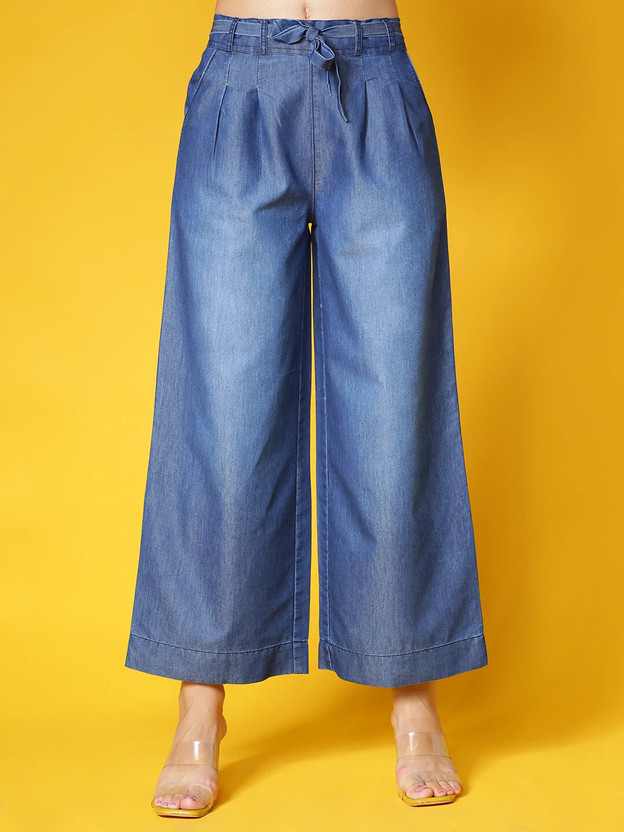 NOVIO Flared Women Blue Trousers