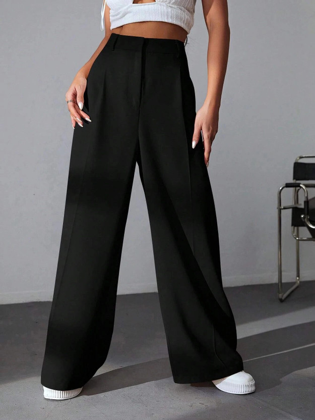 Leriya Fashion Regular Fit Women Black Trousers