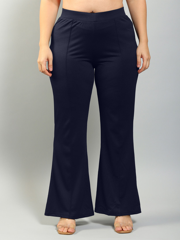 Plus Plus Size Regular Fit Women Dark Blue Trousers - Flipkart Deal