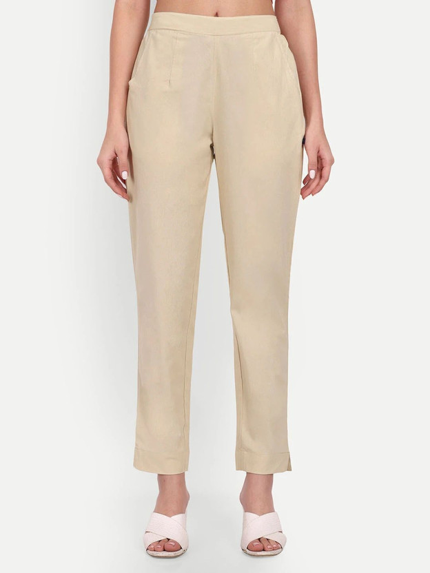 githaan Regular Fit Women Beige Trousers
