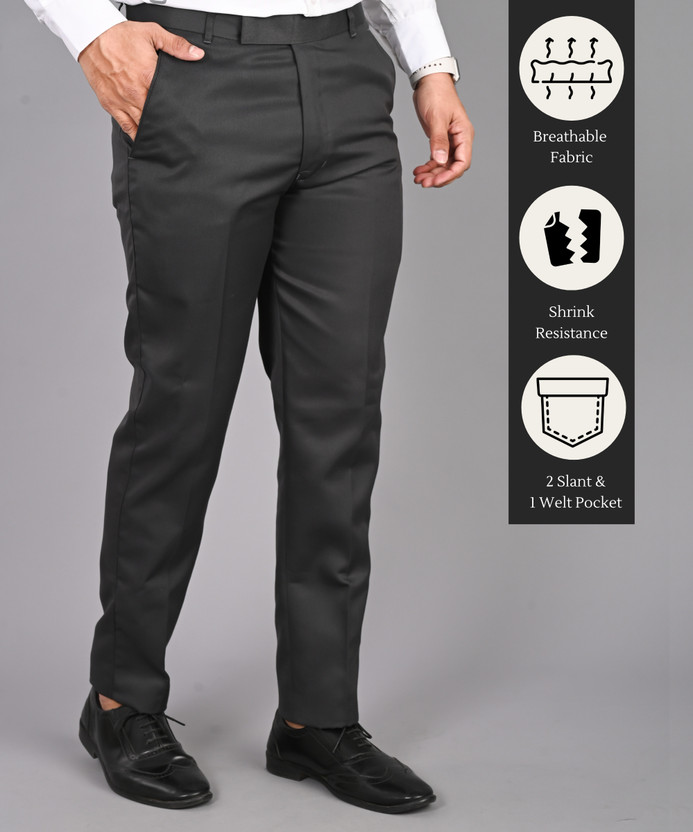 STREETVIBES Regular Fit Men Grey Trousers