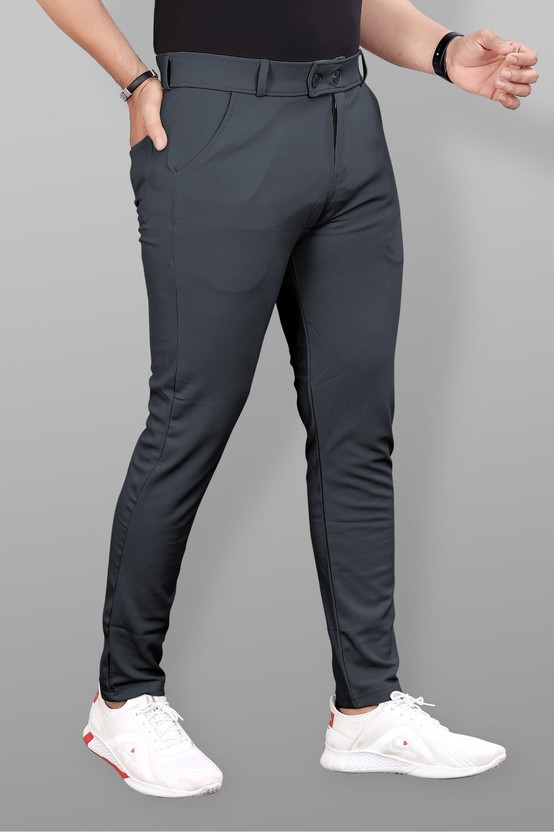 GIBBONTE Slim Fit Men Grey Trousers