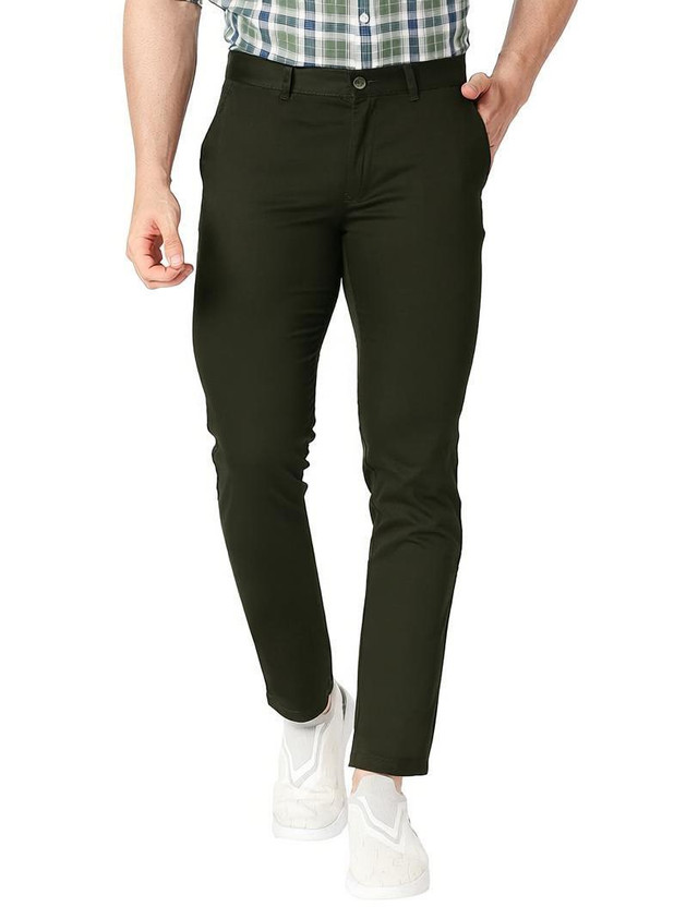 BASICS Tapered Men Green Trousers