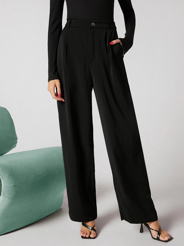 KOTTY Regular Fit Women Black Trousers