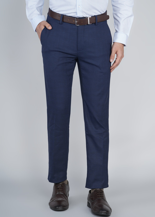 PETER ENGLAND Regular Fit Men Dark Blue Trousers