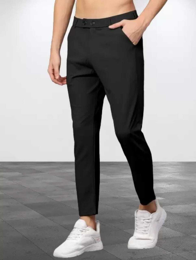 We Perfect Slim Fit Men Black Trousers