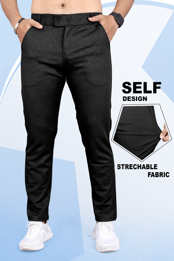 INDICLUB Slim Fit Men Black Trousers