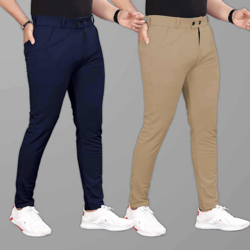 GIBBONTE Slim Fit Men Blue, Khaki Trousers