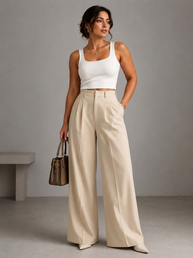KOTTY Relaxed Women Beige Trousers
