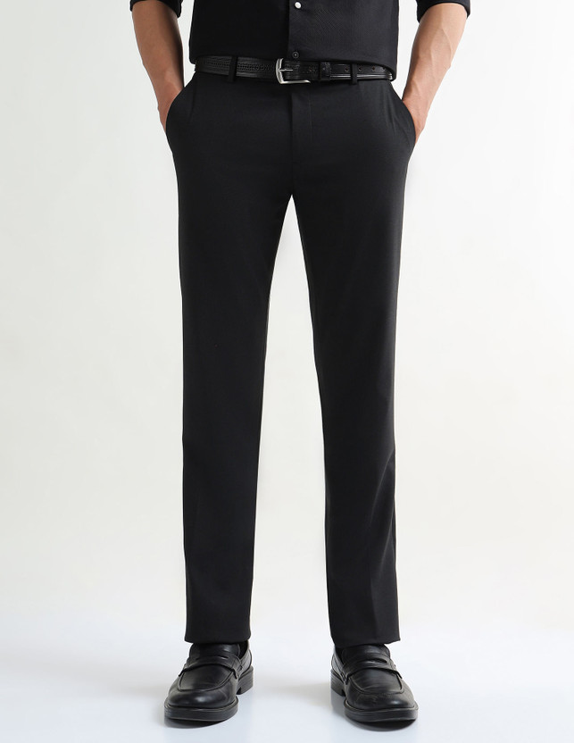 ARROW Tapered Men Black Trousers