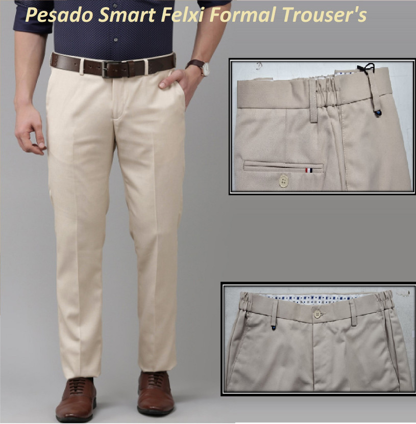 PESADO Slim Fit Men Beige Trousers
