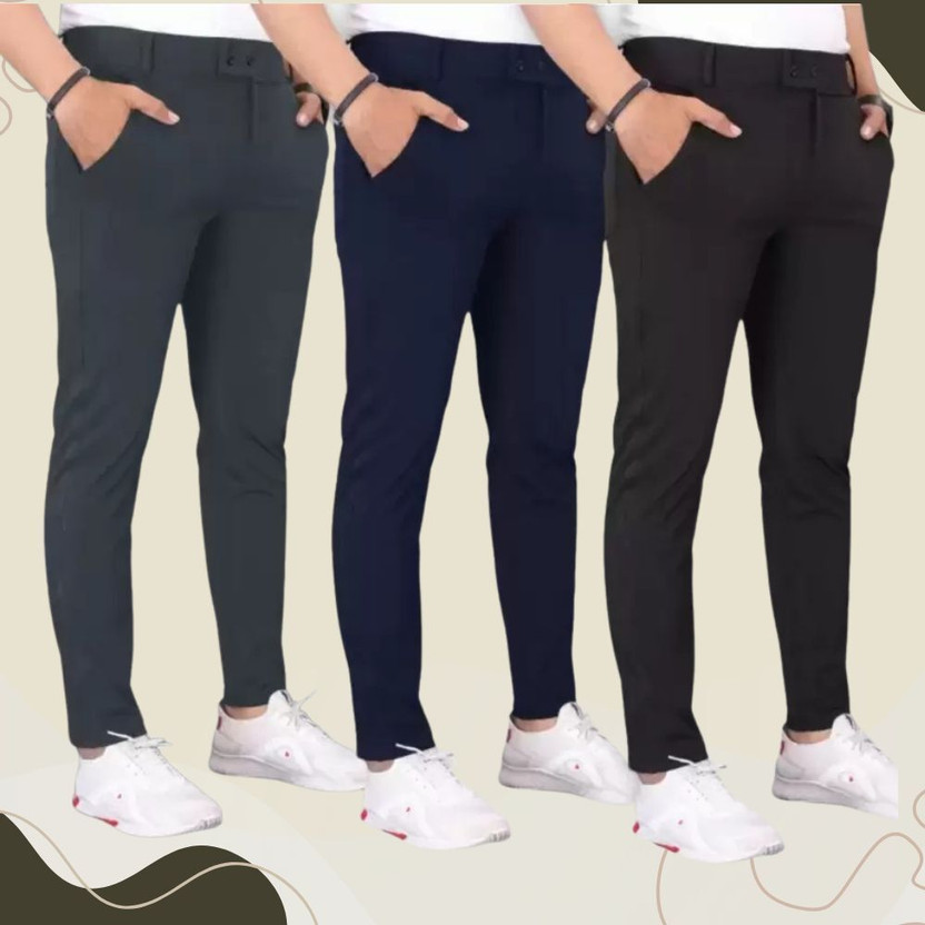Achalnath Enterprises Regular Fit Men Black, Blue, Grey Trousers