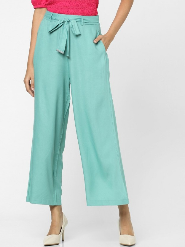 Green High Rise Flared Pants